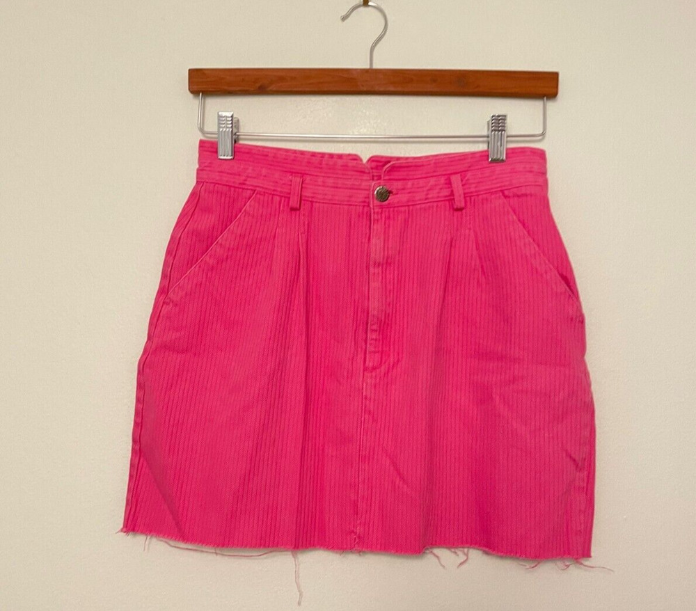 Vintage Womens Mini Skirt Size 13/14 Hot Pink Corduroy Elle Woods 90s Y2K